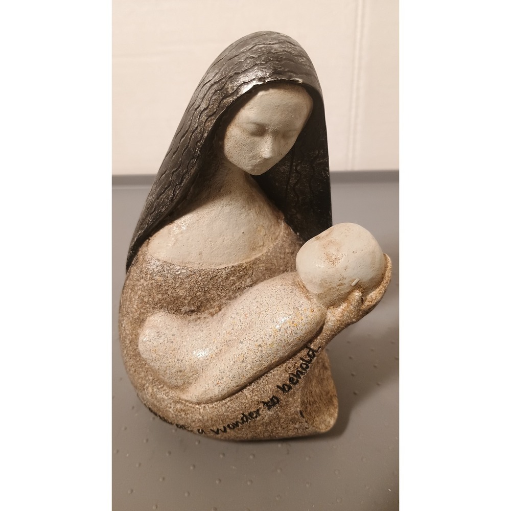 Carson ArtStone Heartbeat Figurine Mother Child Tan Gray Excellent Inscribed